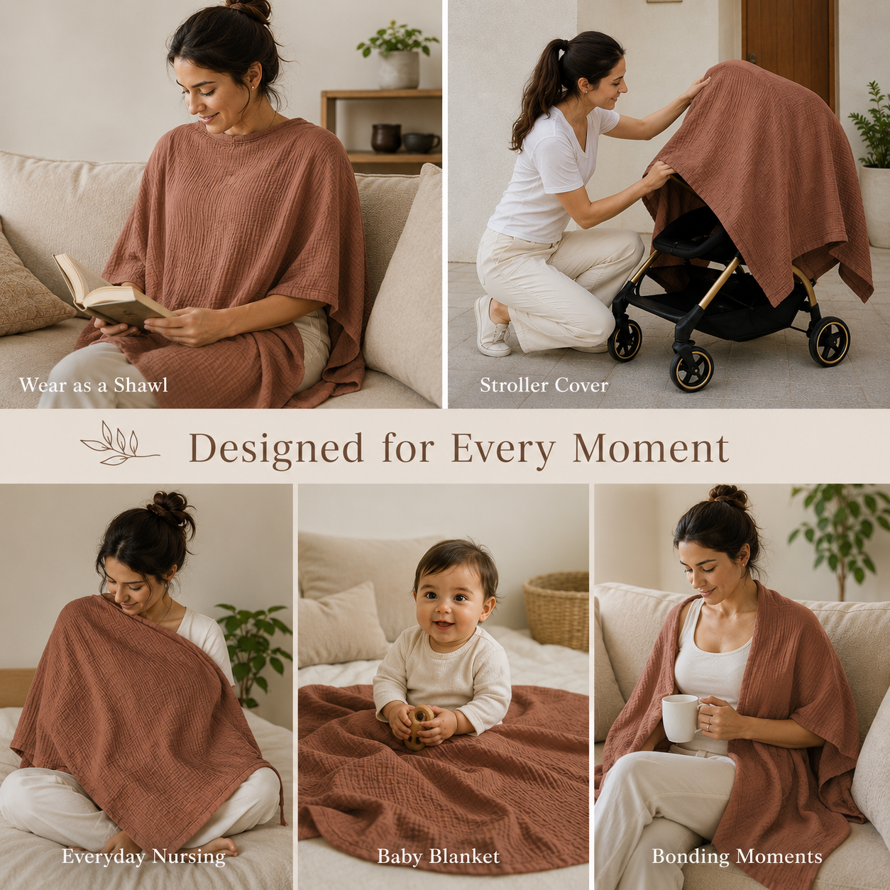 Muslin Nursing Cover | 360° Privacy Breastfeeding Cover, Cotton Baby Feeding Cover for Baby On-the-Go - Image 2