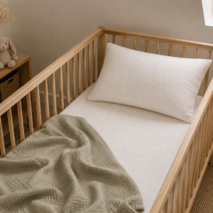 Muslin Cot Bedding Set | Soft Breathable Baby Fitted Sheet with Pillowcase